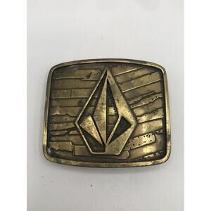 Rare Vintage Volcom Skater Brass Belt Buckle Embossed Cast Metal